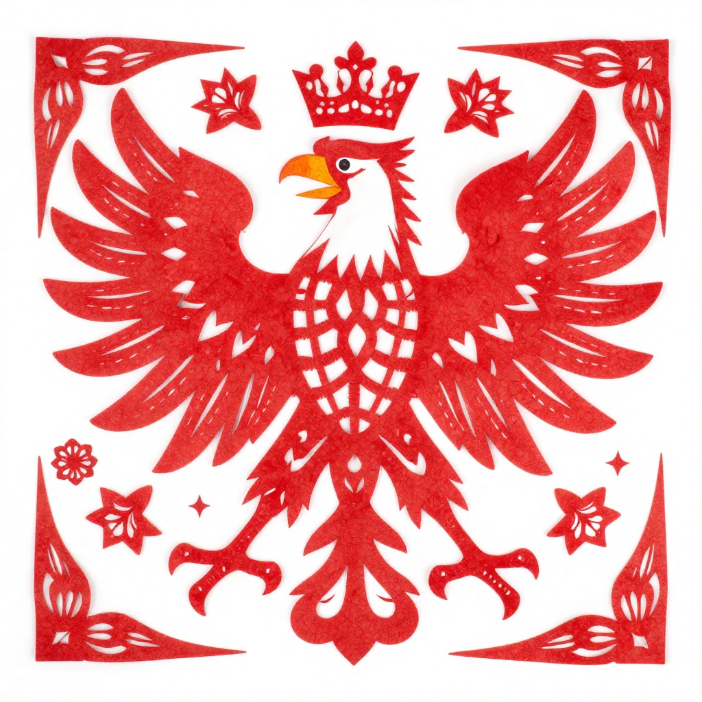 A vibrant scene depicting traditional Polish folk art elemen...