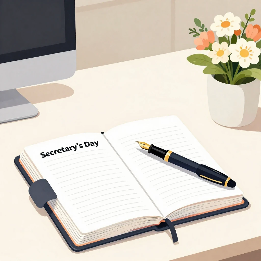 An artistic illustration for Secretary's Day, featuring eleg...