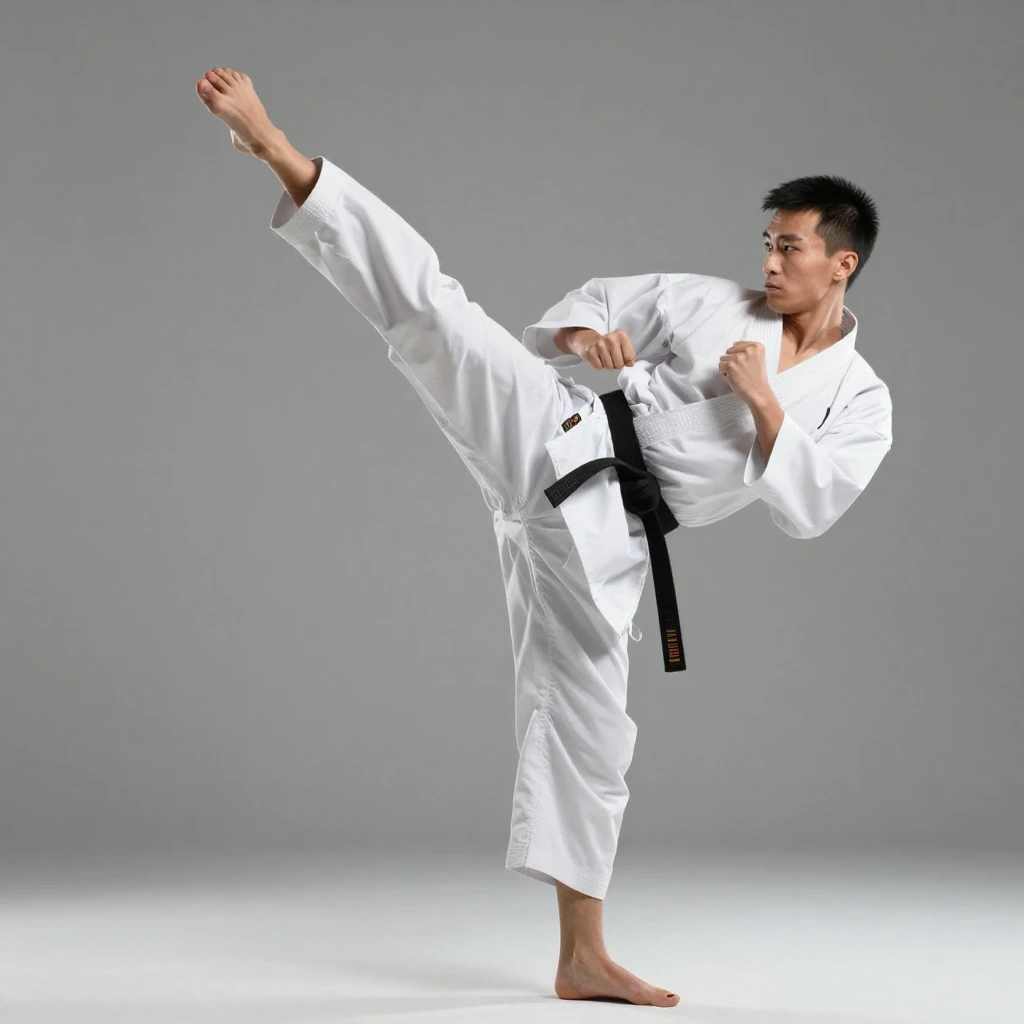 An artistic depiction of a karate practitioner in a traditio...