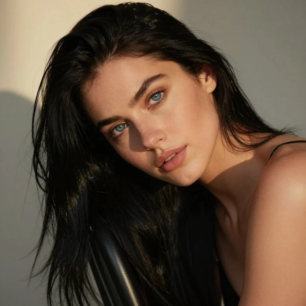 Close-up portrait of a stunning European woman with long str...
