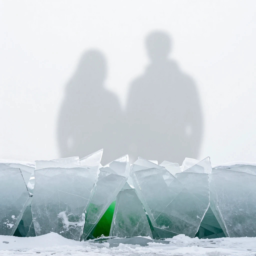 A minimalist, abstract scene depicting a barrier of jagged, ...