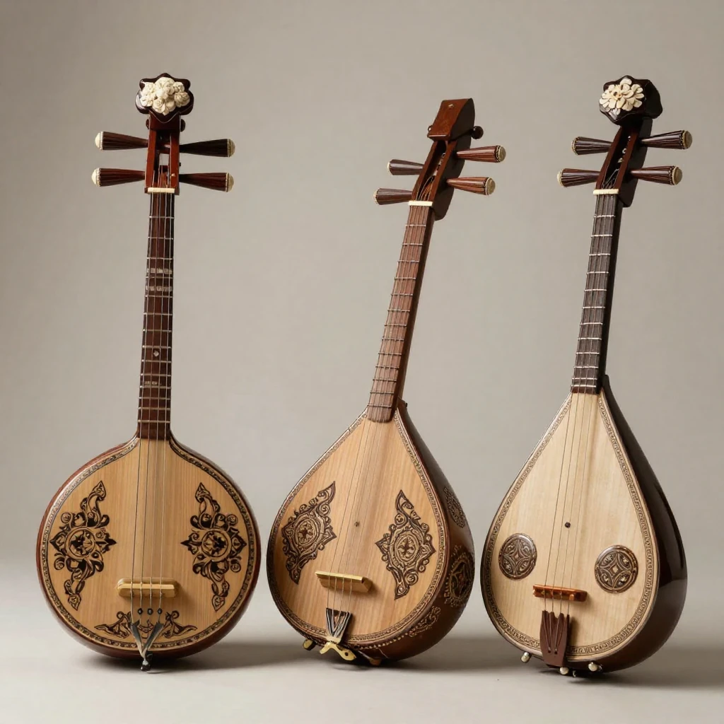 Artistic depiction of traditional Persian musical instrument...