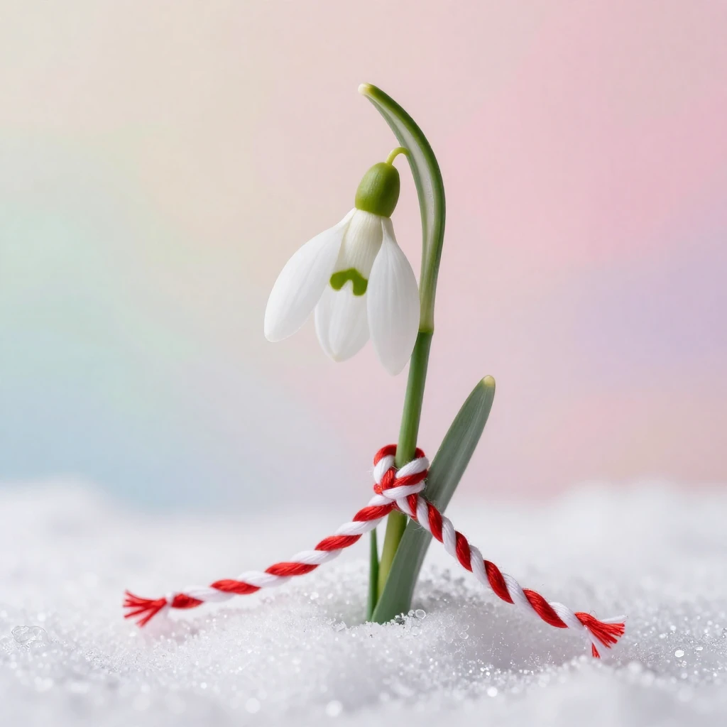 A delicate and artistic composition featuring a pristine whi...