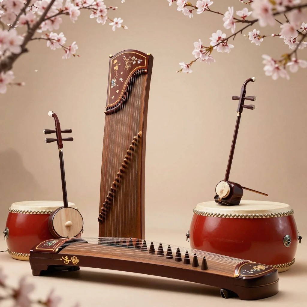 A beautiful composition featuring traditional Asian musical ...