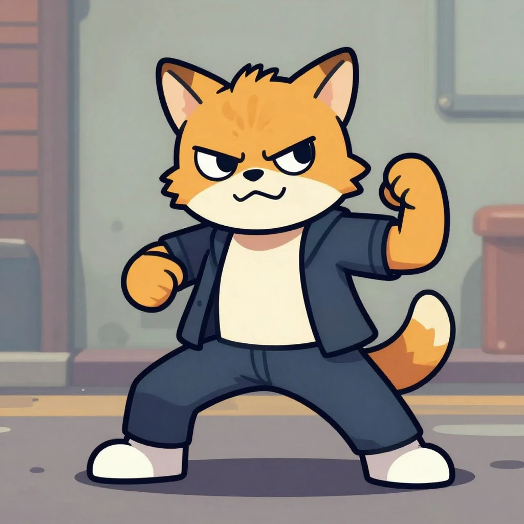 A dynamic illustration of a rebellious character, perhaps an...