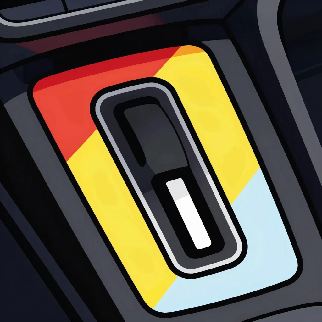 Close-up stylized illustration of a car dashboard showing th...