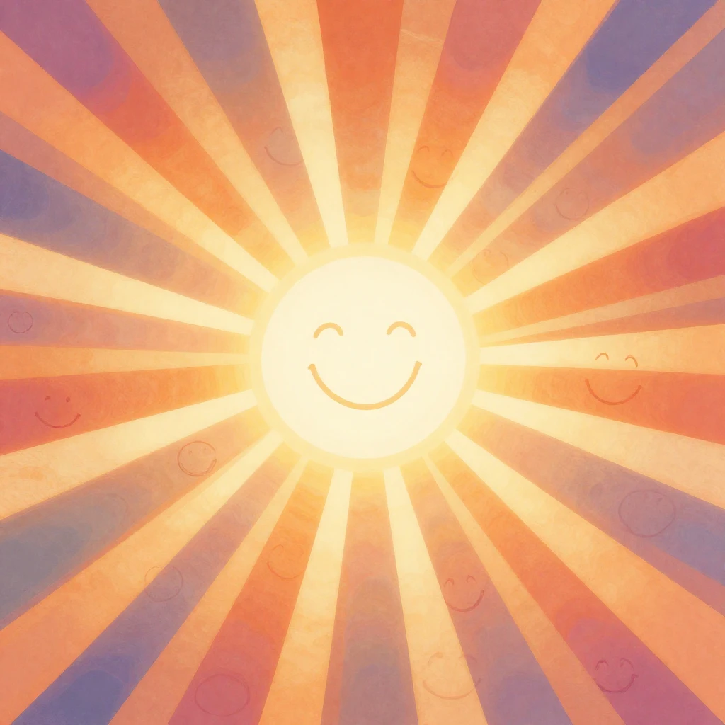 An abstract illustration of radiating light and warm colors,...