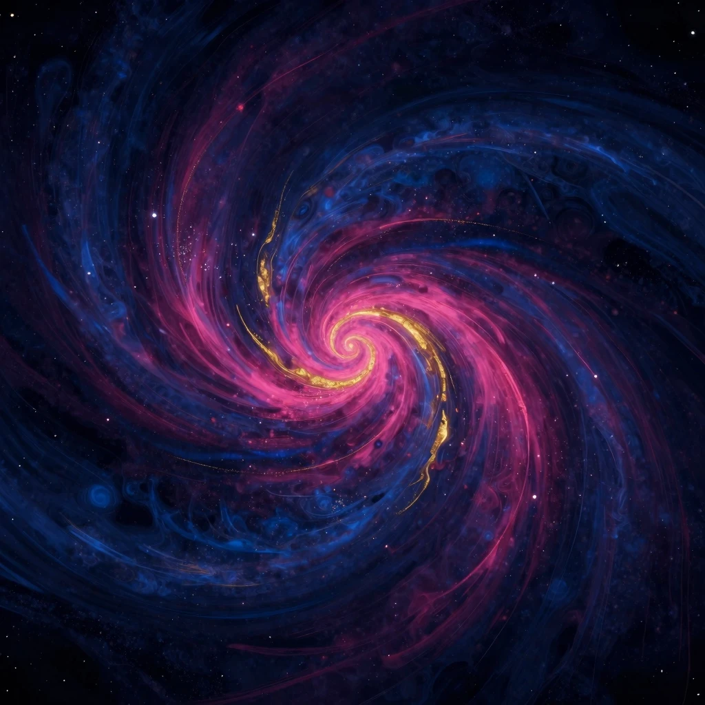 Abstract artistic representation with a dominant deep indigo...