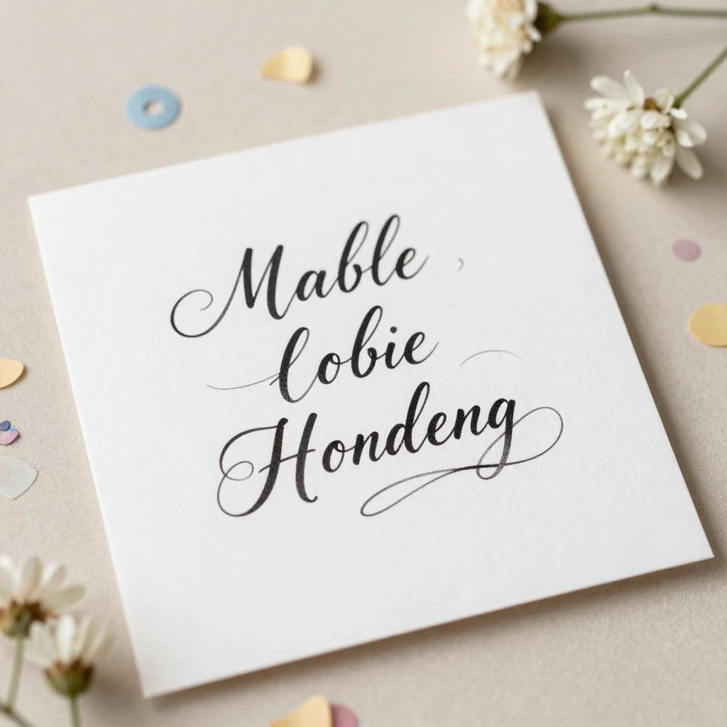 A beautifully decorated greeting card with elegant script, s...