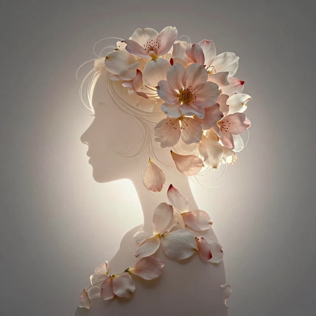 An artistic representation featuring a silhouette made of de...