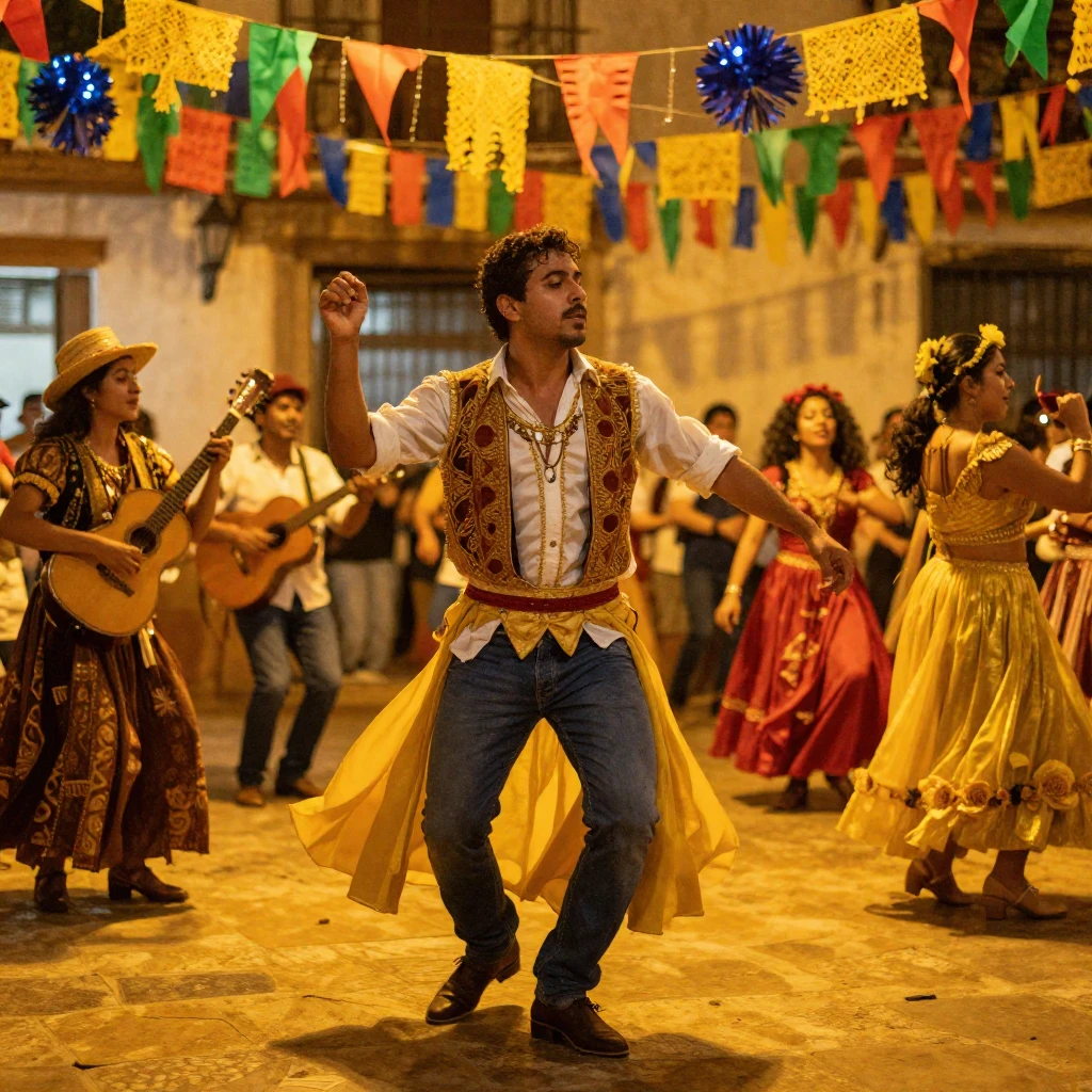 A vibrant scene filled with golden light, depicting elements...