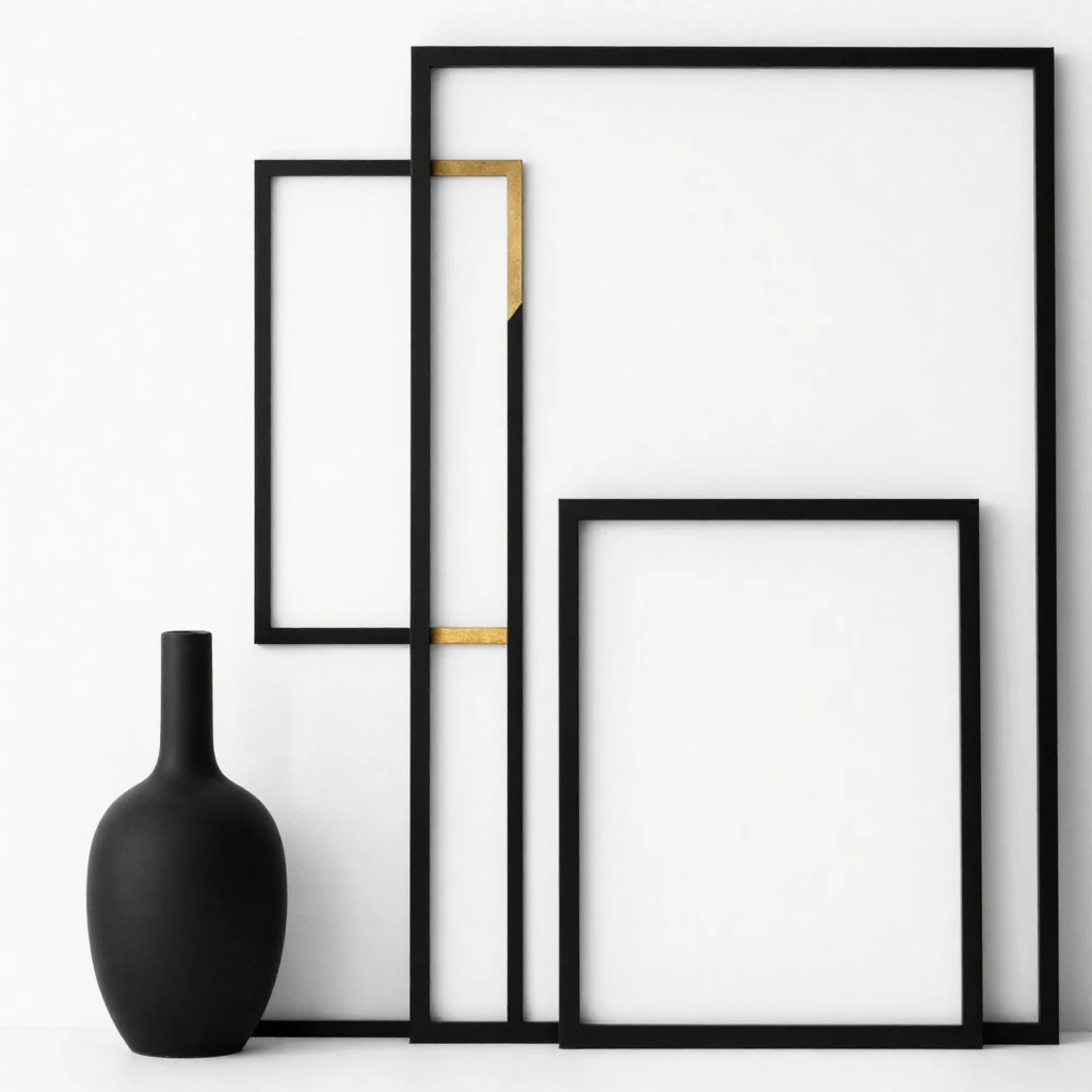 A minimalist interior design scene, rendered in a high-contr...