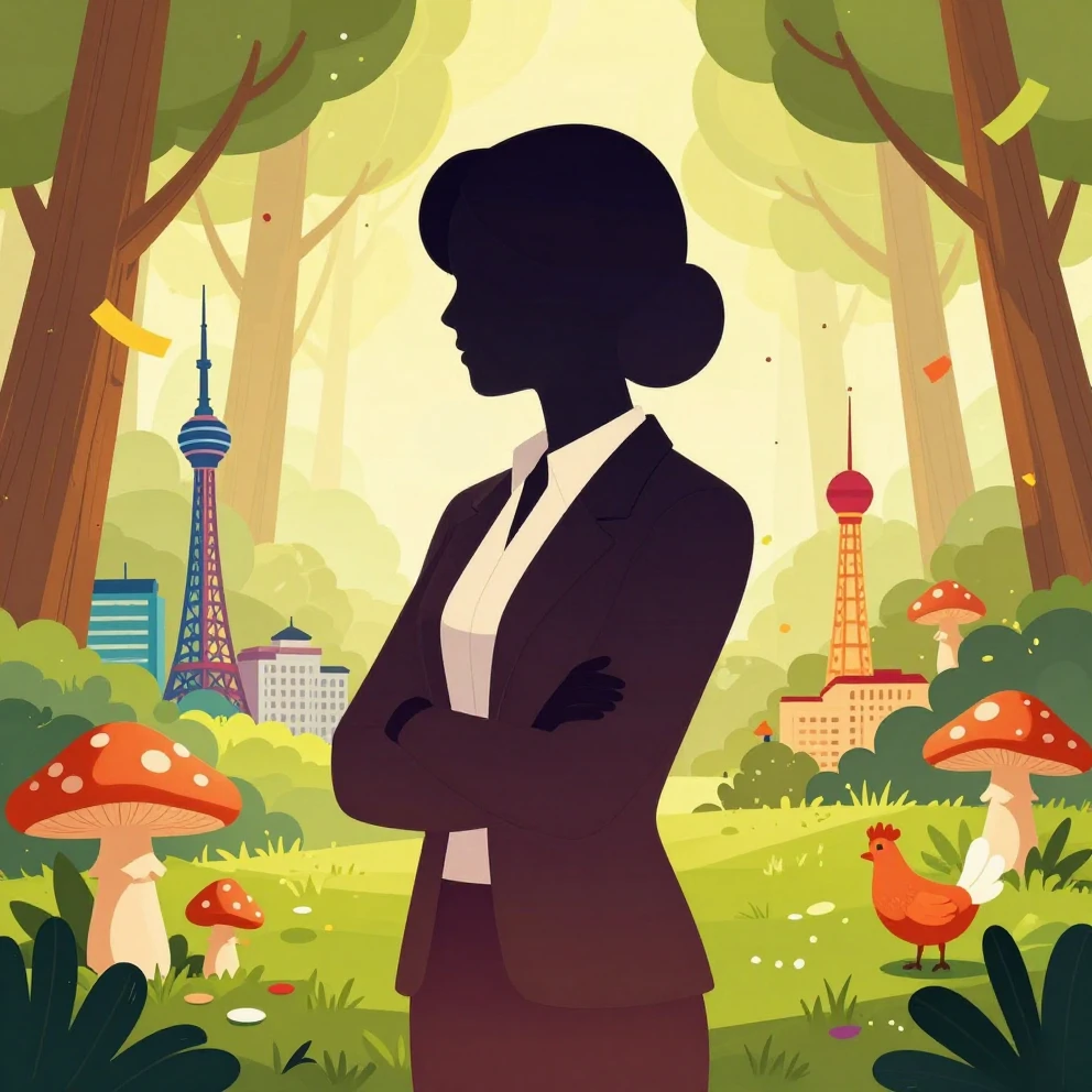 A stylized silhouette of a woman in a professional yet festi...