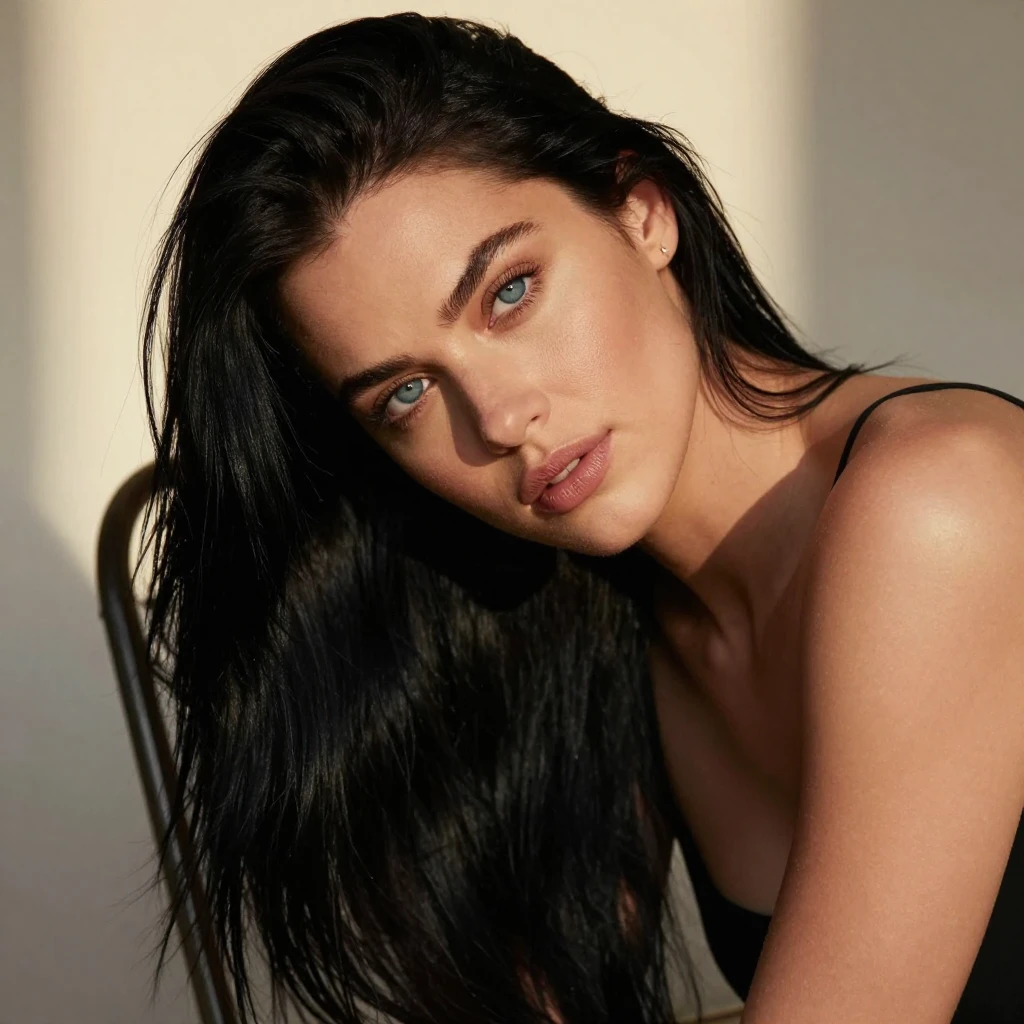 Close-up portrait of a stunning European woman with long str...