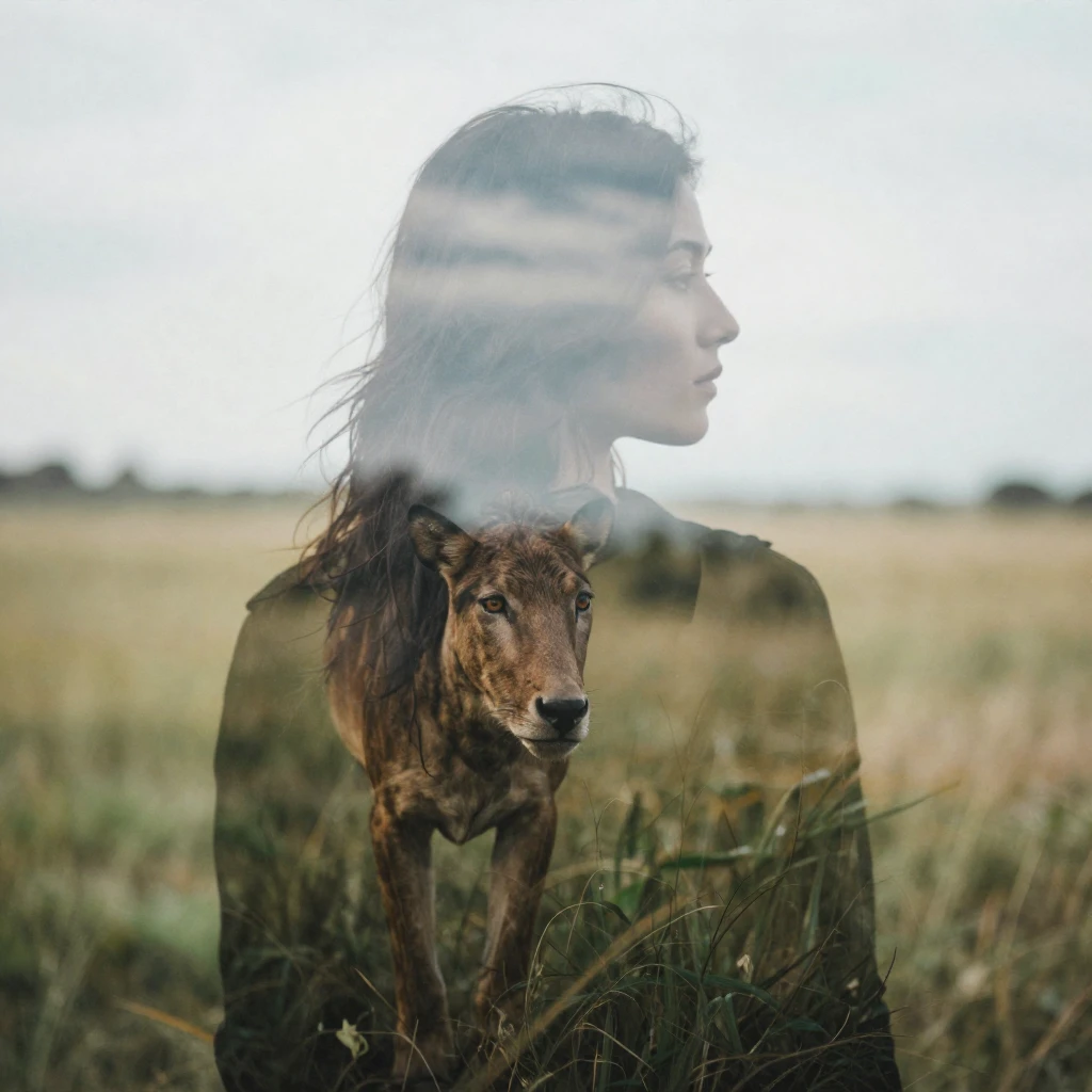 A creative double exposure image blending a human silhouette...