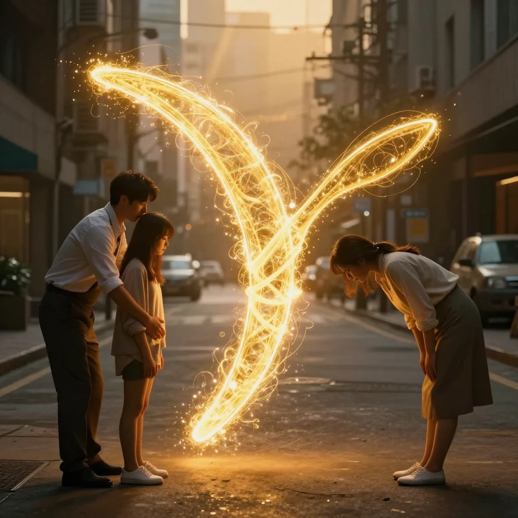 Glowing golden boomerang made of light and energy in center....