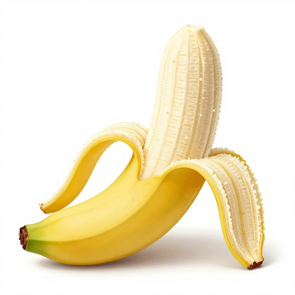 A peeled banana with a scoop of white cottage cheese, recipe...