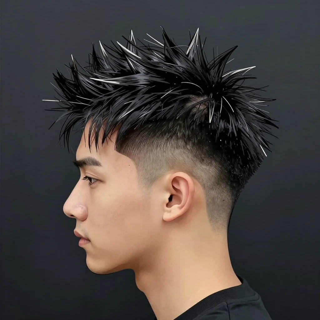 A trendy spiky hairstyle for men with textured hair on top s...