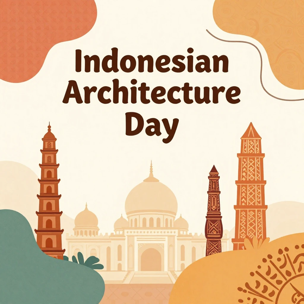 Greeting card design for 'Indonesian Architecture Day' with ...