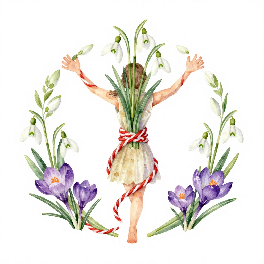 An artistic representation of a Martisor symbol, featuring a...