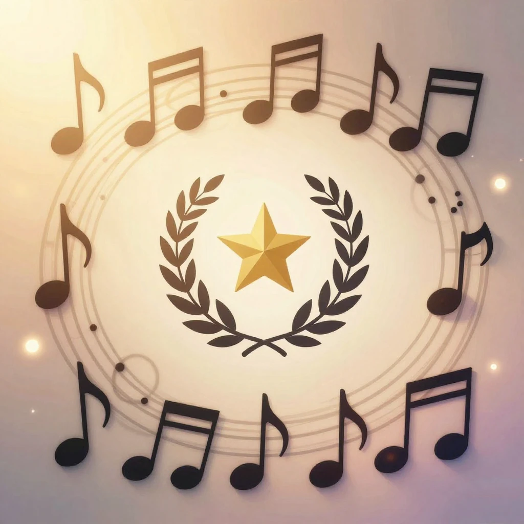 A vibrant, artistic scene depicting abstract musical notes i...