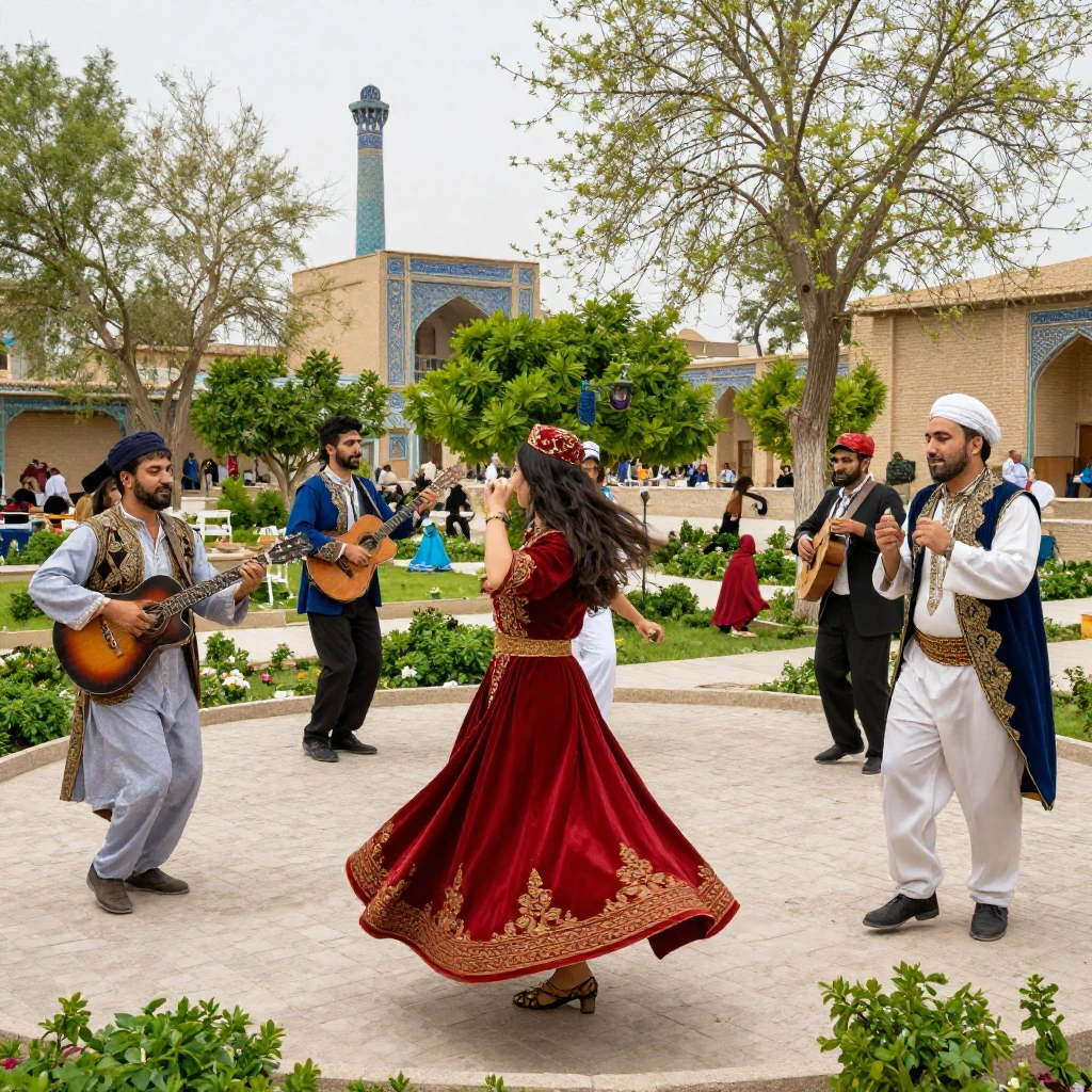 An artistic representation of Persian New Year festivities. ...