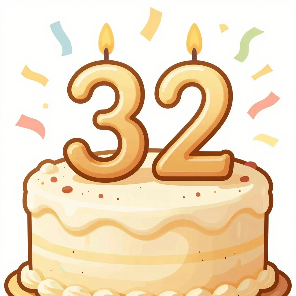 An artistic illustration of a festive birthday cake with a p...