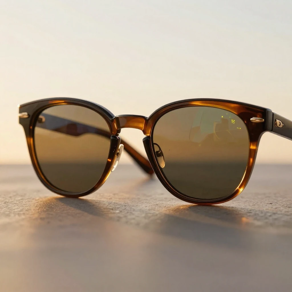 A pair of stylish, expensive designer sunglasses with intric...