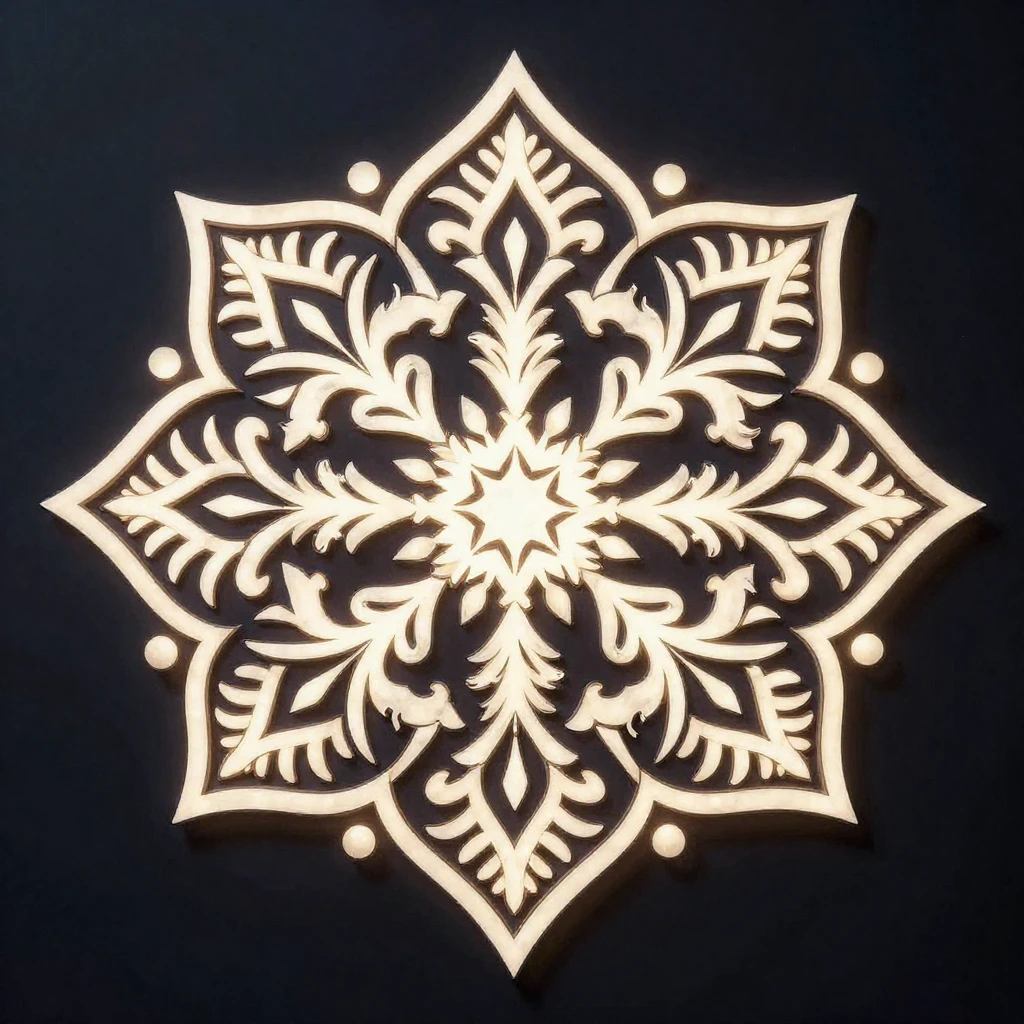 Intricate Armenian ornamental patterns, glowing with soft li...