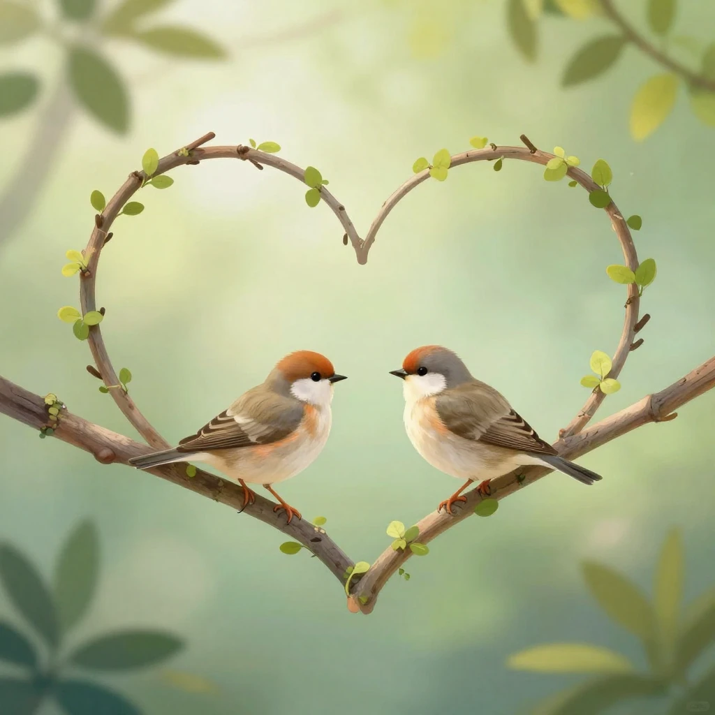 A gentle illustration of a natural scene, where elements lik...