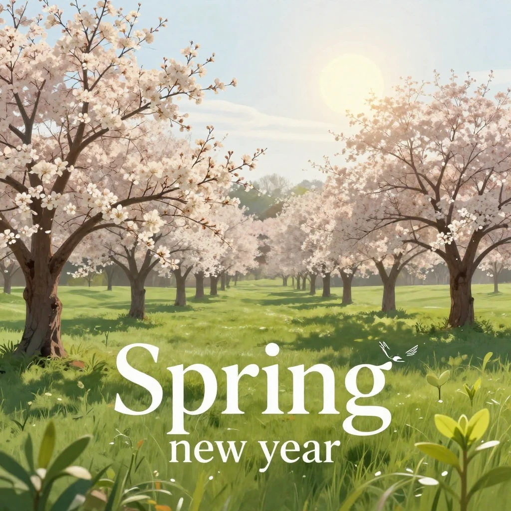 An artistic representation of the arrival of spring and a ne...