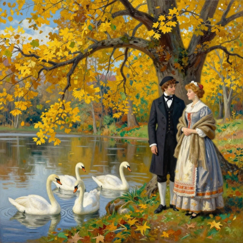 A painting in the artistic style of Boris Kustodiev. A vibra...