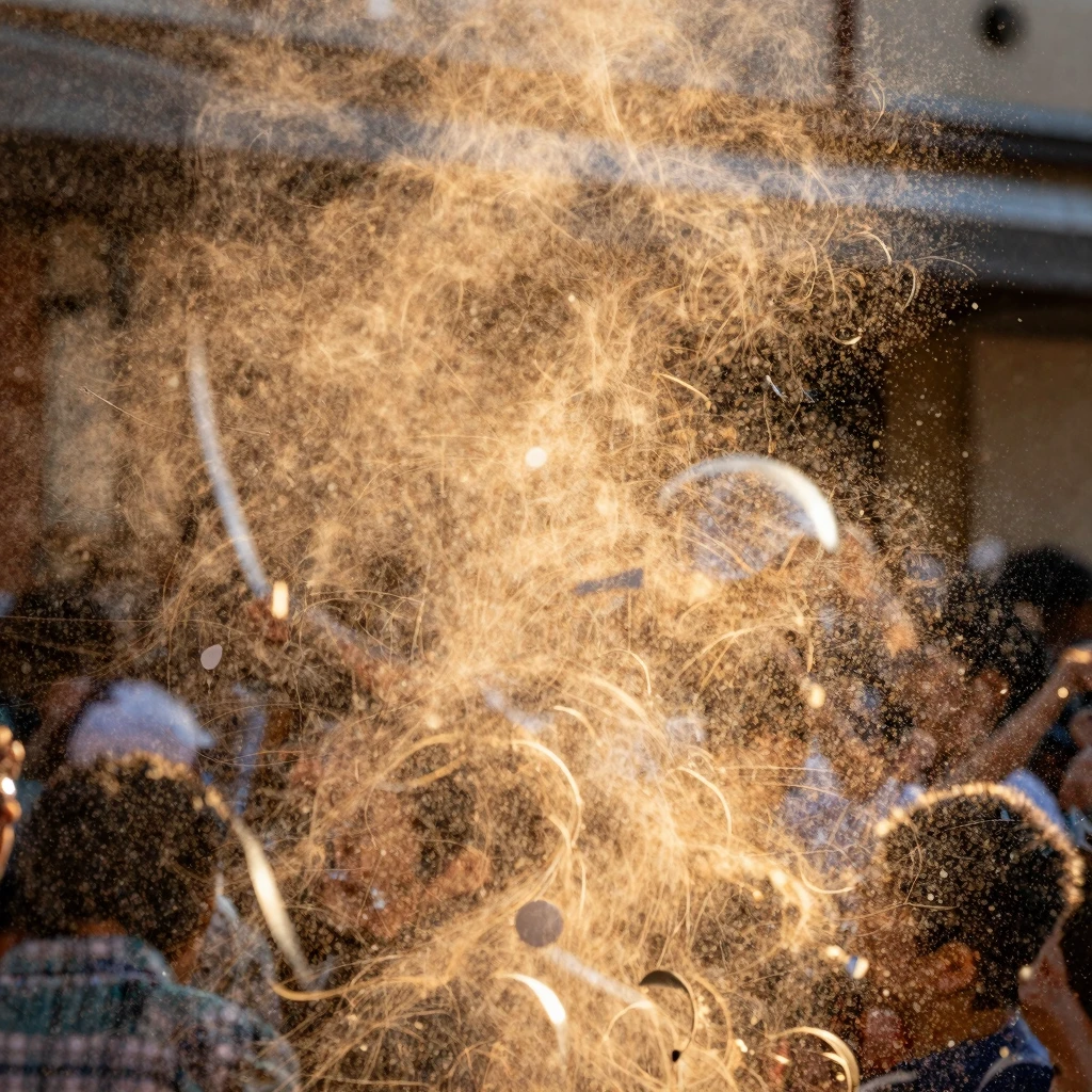 Bright sunlight illuminating dust motes in the air, warm col...