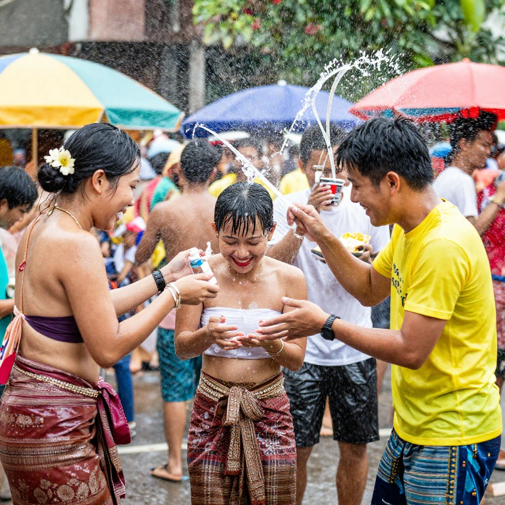 A vibrant and joyful scene depicting people celebrating Song...