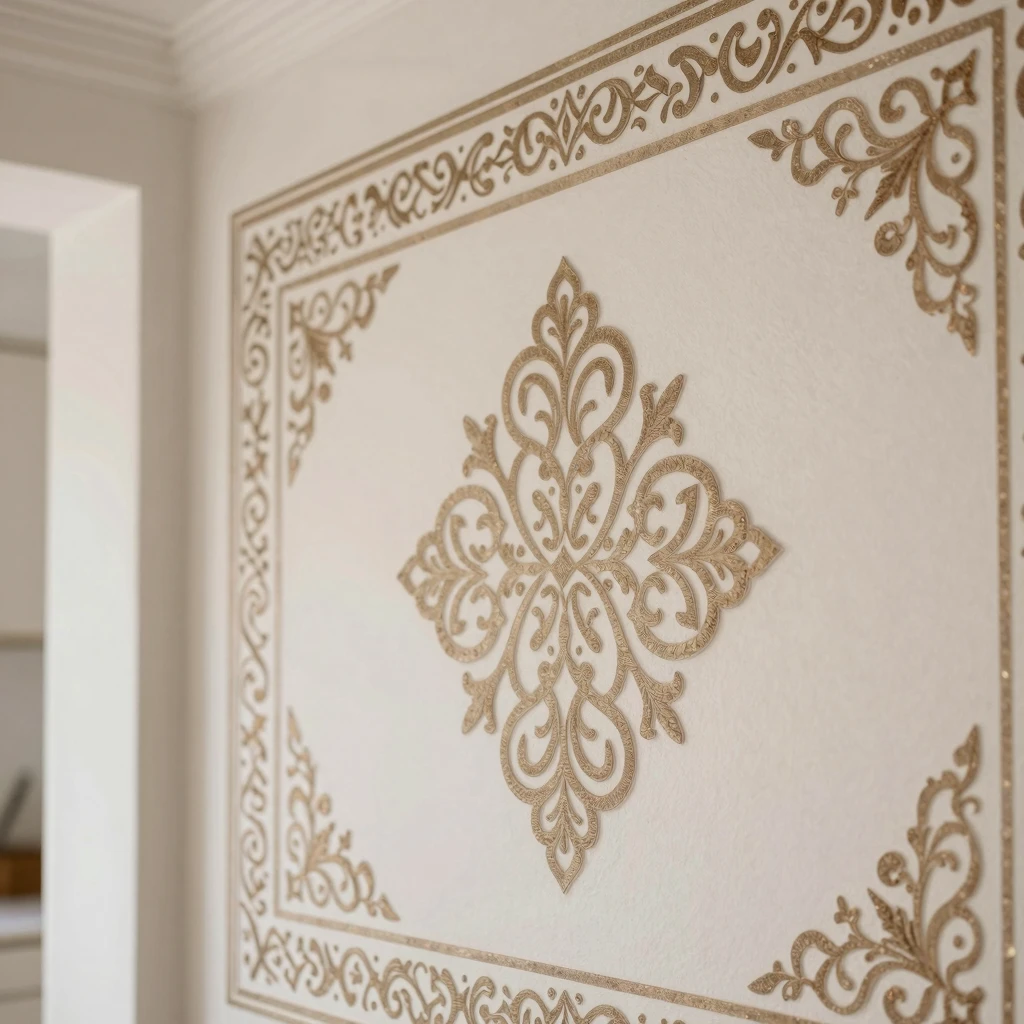 Close-up of traditional Caucasian ornamental patterns on a w...