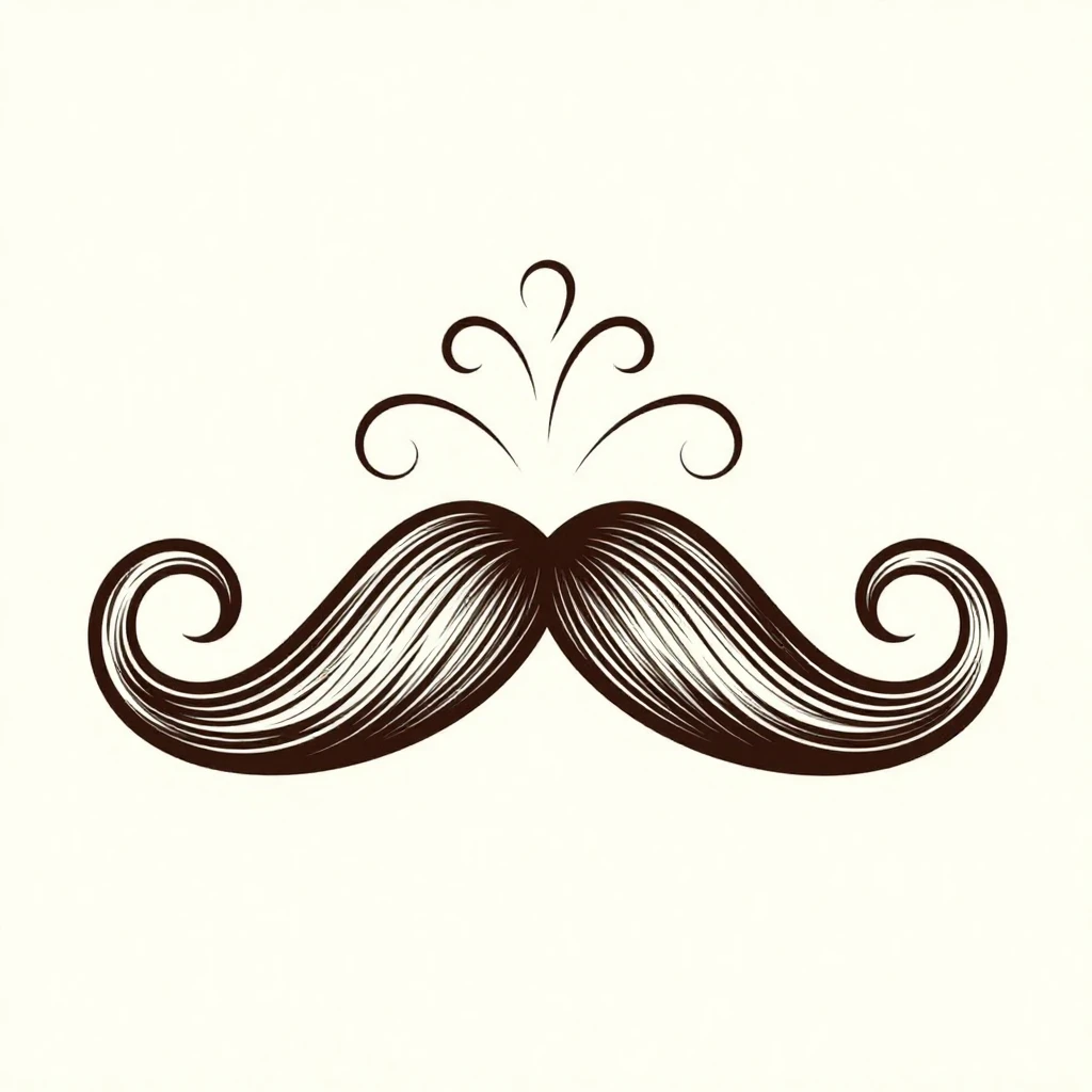 A stylized, elegant mustache design, intricately rendered wi...