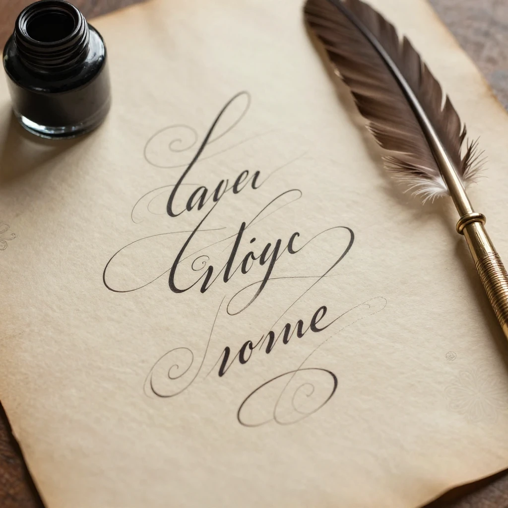 Elegant flowing lines and decorative swirls reminiscent of c...