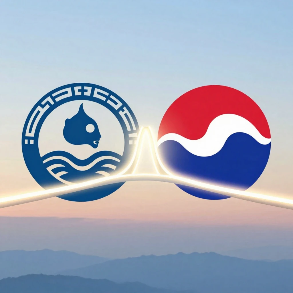 An artistic rendering of two distinct, stylized national sym...