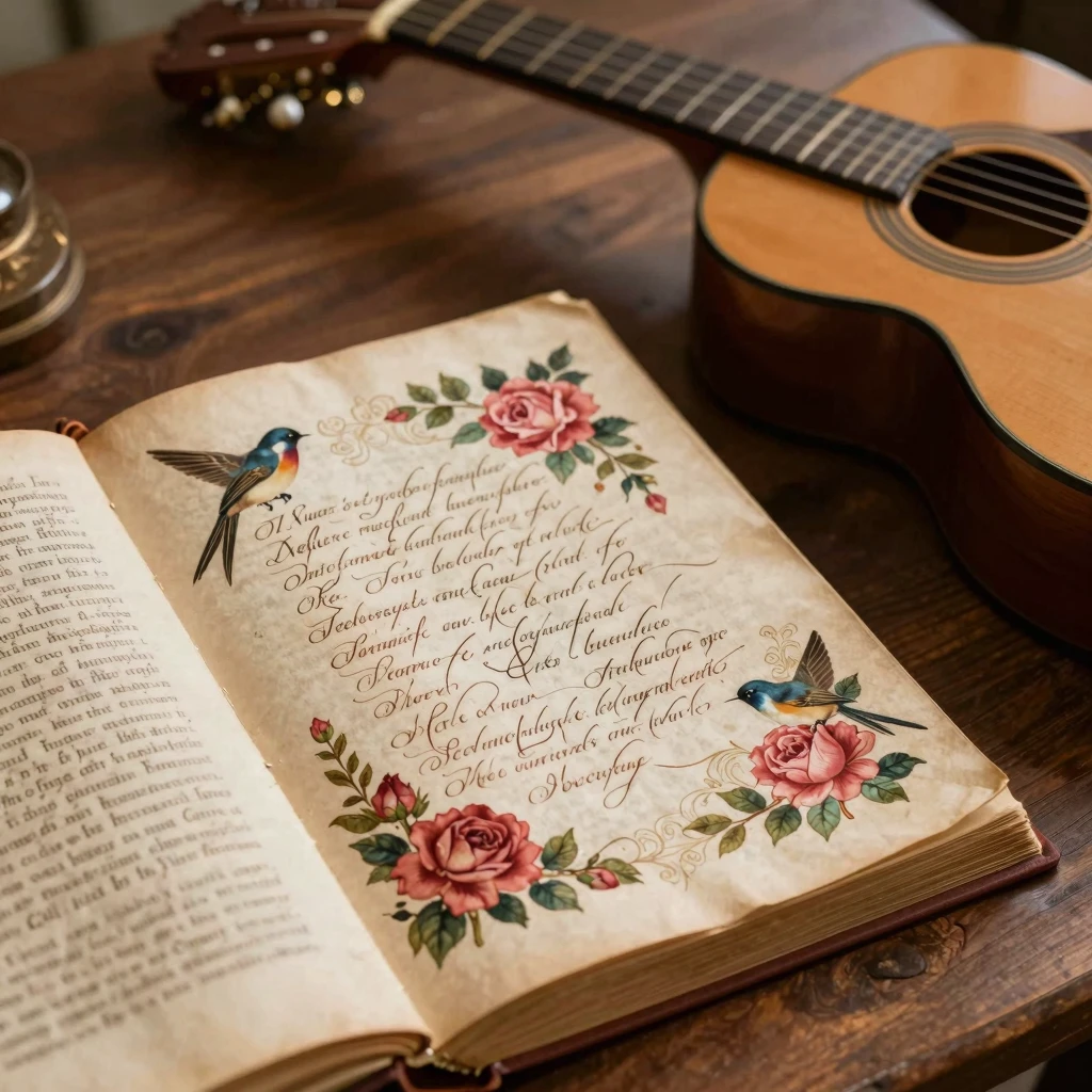 A beautiful ancient manuscript page with elegant calligraphy...