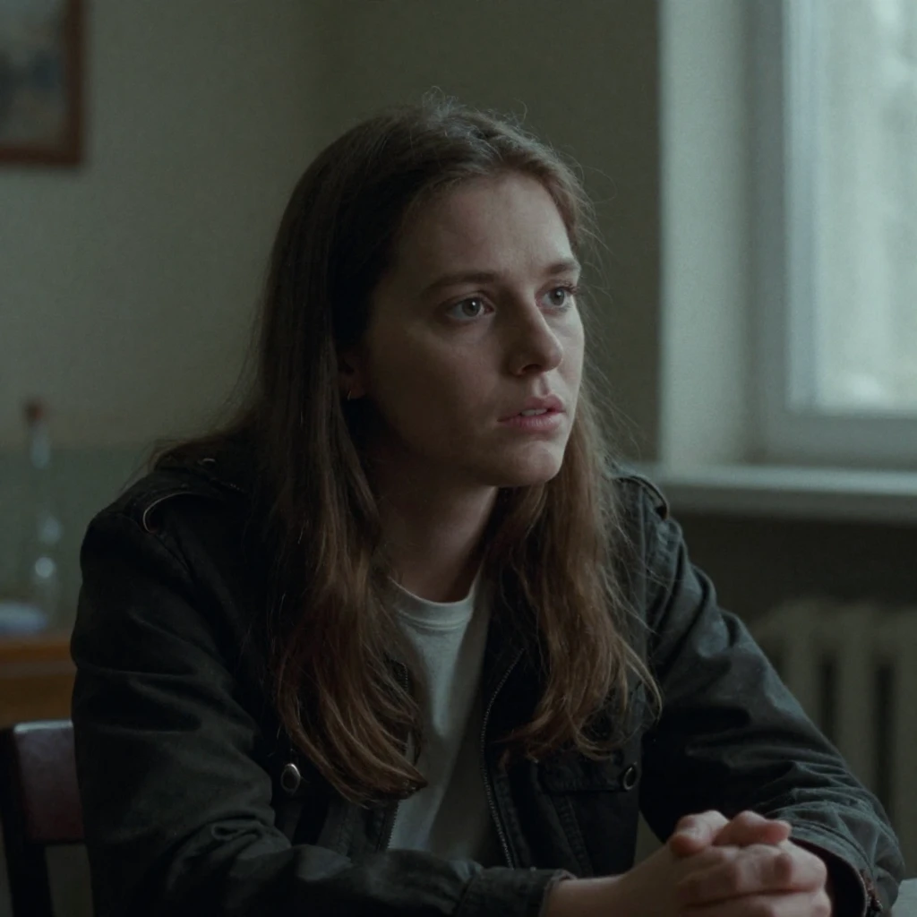 A scene reminiscent of 1990s Russian drama, with a melanchol...