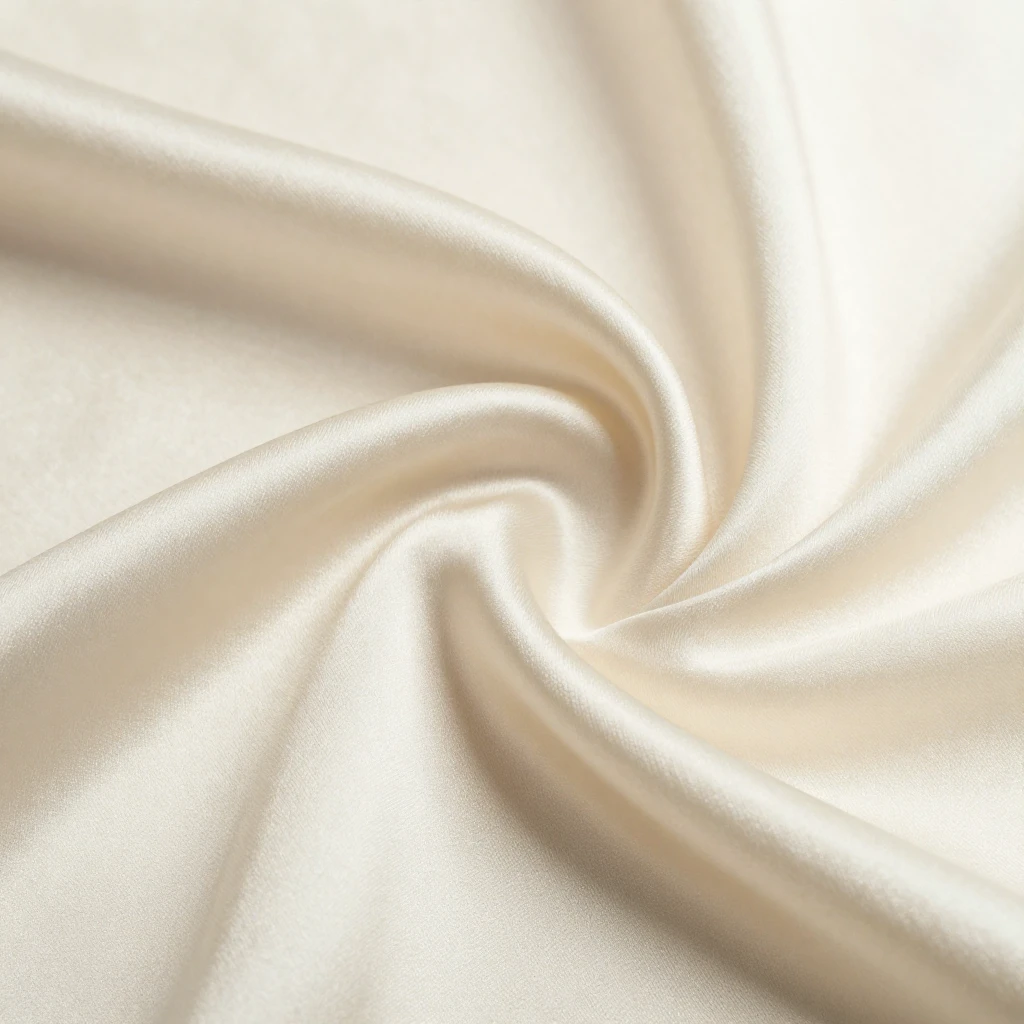 Close-up of soft, cream-colored silk fabric with gentle, flo...