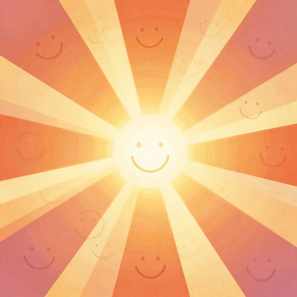 An abstract illustration of radiating light and warm colors,...