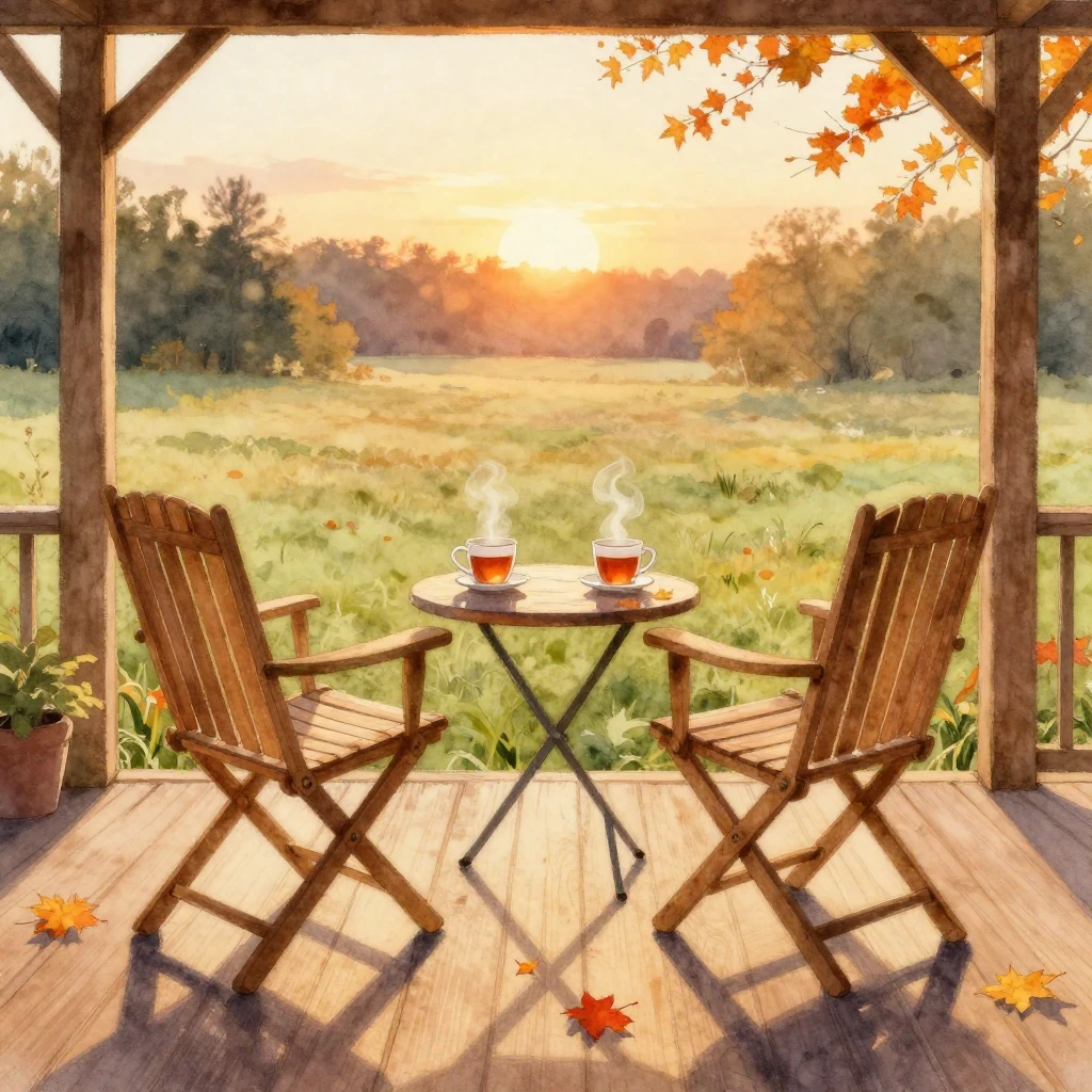 A beautiful watercolor painting depicting two empty chairs s...