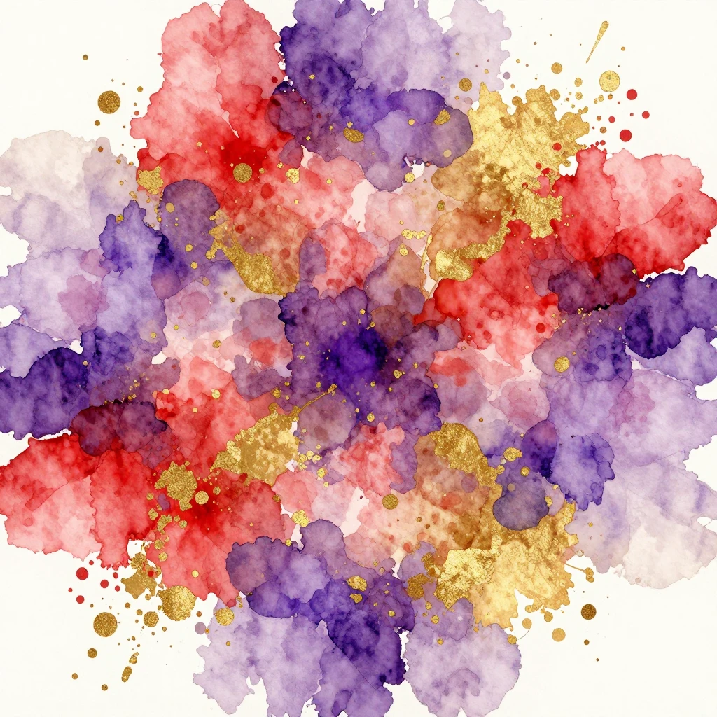 A watercolor print of a colorful abstract floral pattern wit...