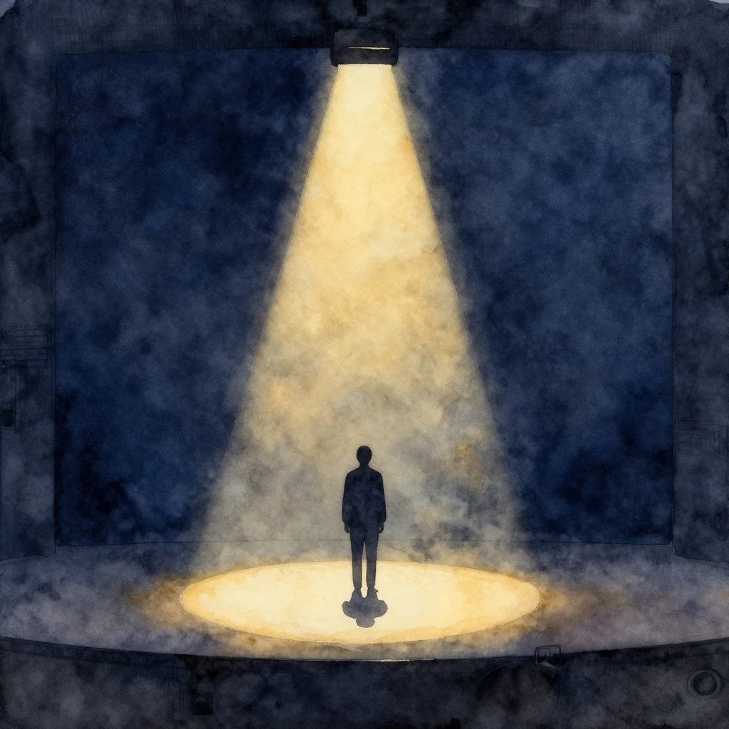 Watercolor abstract representation of a spotlight hitting an...