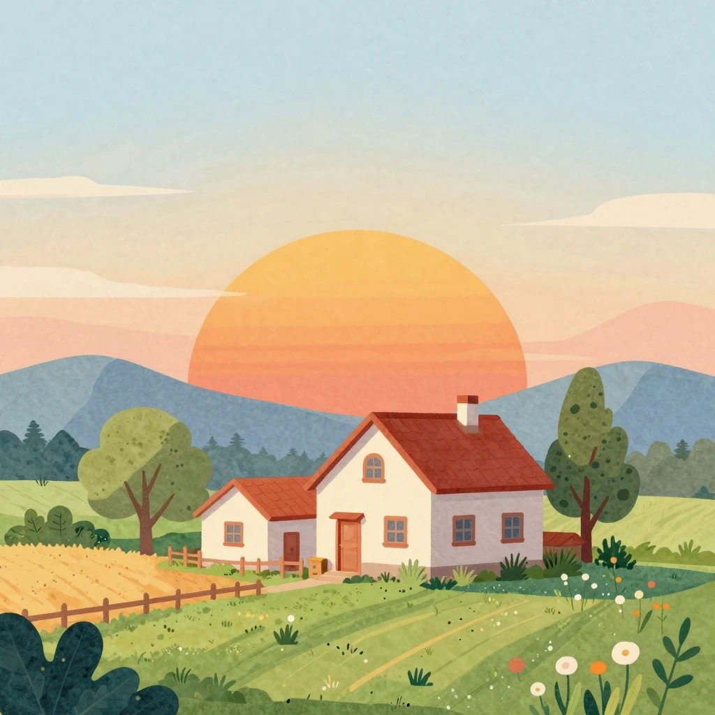 Watercolor style. A bright digital illustration of a stylize...