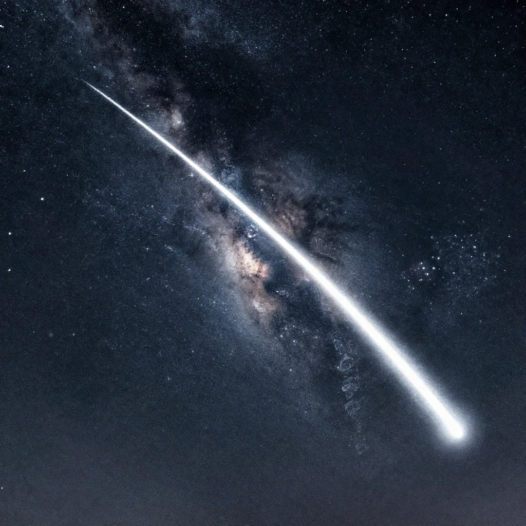 A classical watercolor illustration of a dark night sky, wit...