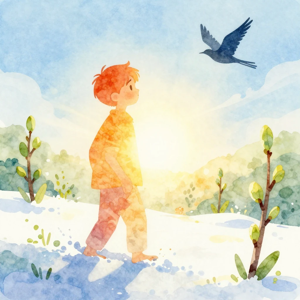 A vibrant watercolor illustration focusing on the 'Spring' f...