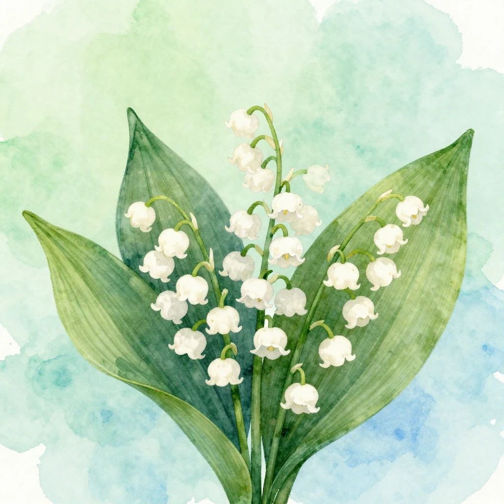 A vibrant watercolor illustration of a cluster of white lily...