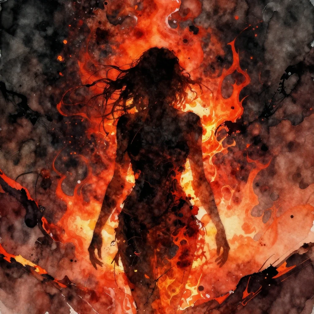 Vibrant watercolor style. Nu-metal album cover. Abstract, fi...